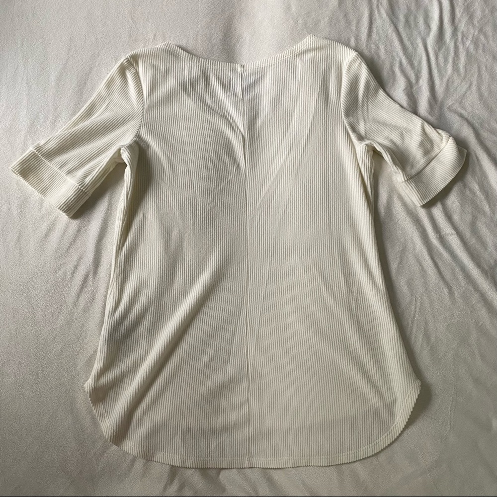 Dudley Stephens • Cream Ribbed College Tee Size Large - Picture 7 of 7